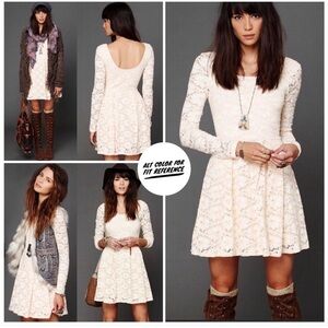 Free People Peach Rose Garden Eyelet Lace Dress Size XS Cottagecore Coquette